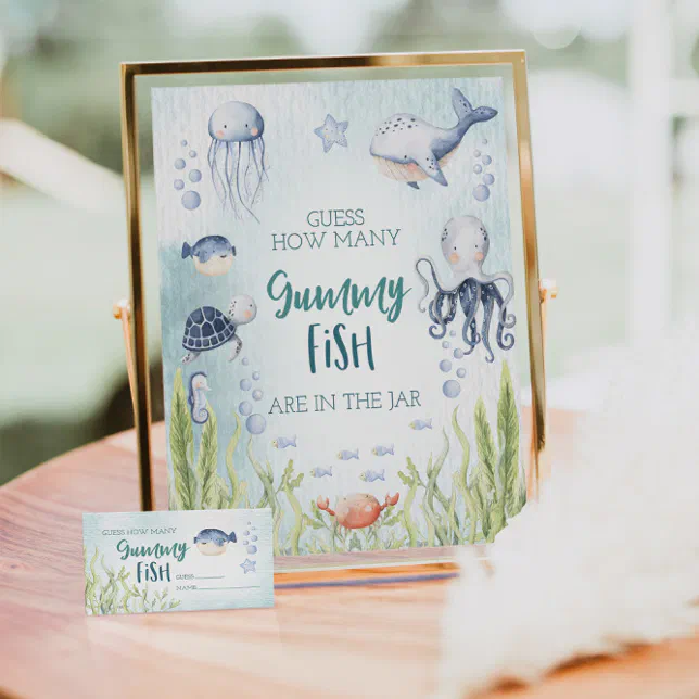Under The Sea Baby Shower Gummy Fish Game Sign | Zazzle