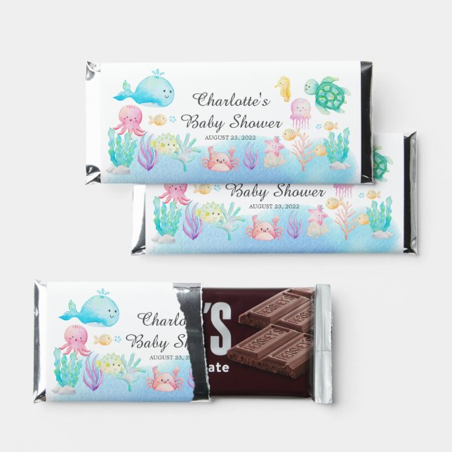  Under The Sea Baby Shower Hershey Bar Favors (Front)