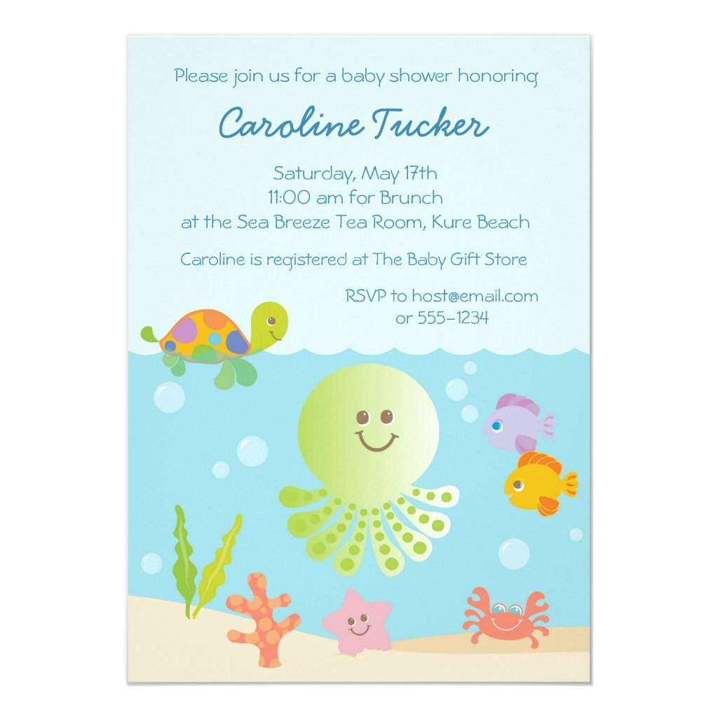 Under the Sea Baby Shower in Blue Invitation