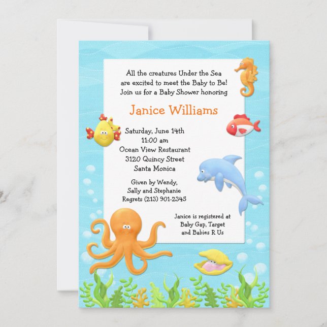 Under the Sea Baby Shower Invitation (Front)