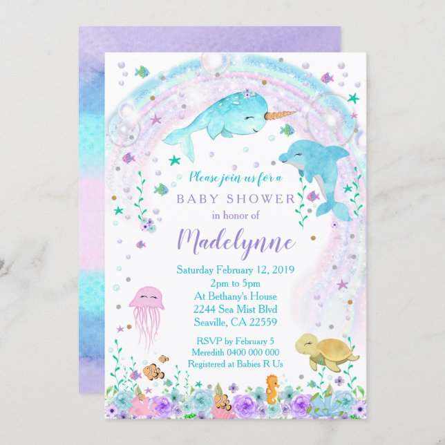 Under the Sea Baby Shower Invitation (Front/Back)