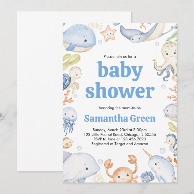 Under the Sea Baby Shower Invitation (Front/Back)