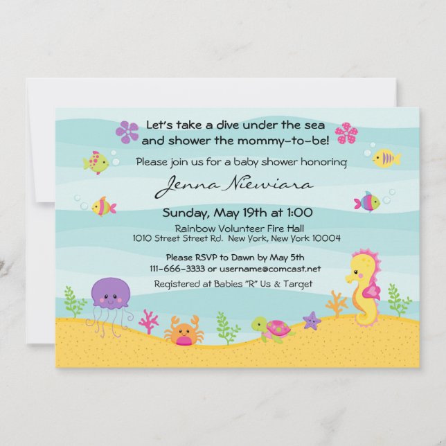 Under The Sea Baby Shower Invitation (Front)