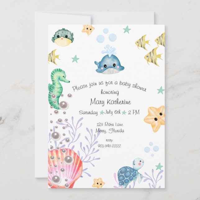 Under the Sea Baby Shower Invitation (Front)