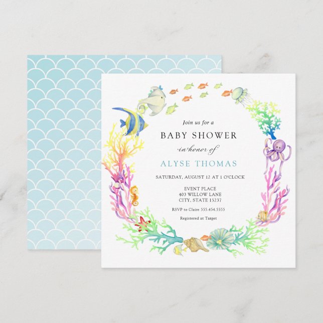 Under The Sea Baby Shower Invitation (Front/Back)