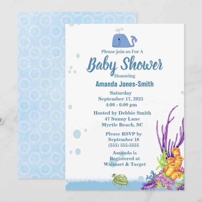 Under the Sea Baby Shower Invitation (Front/Back)