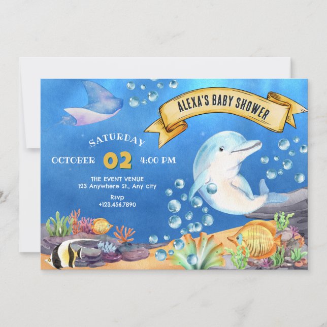 Under the sea baby shower  invitation (Front)