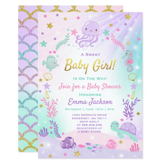Under The Sea Baby Shower Invitation Pink Gold Zazzle Under The Sea Baby Shower Invitation Pink Gold