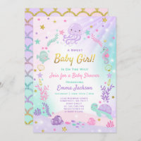 Under The Sea Baby Shower Invitation Pink & Gold