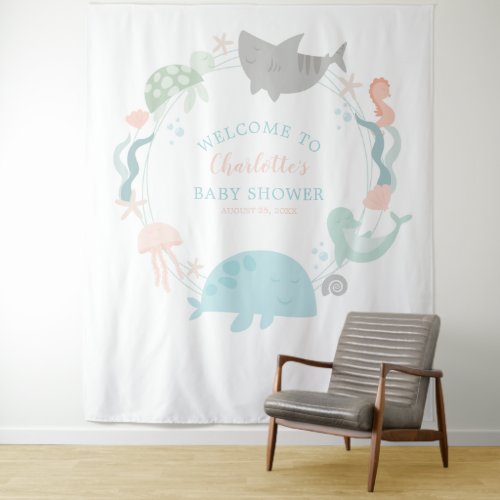 Under The Sea Baby Shower Invitation Tapestry