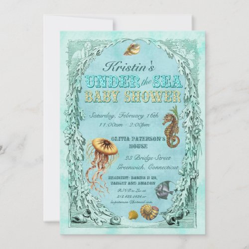 Under the Sea Baby Shower Invitation - teal