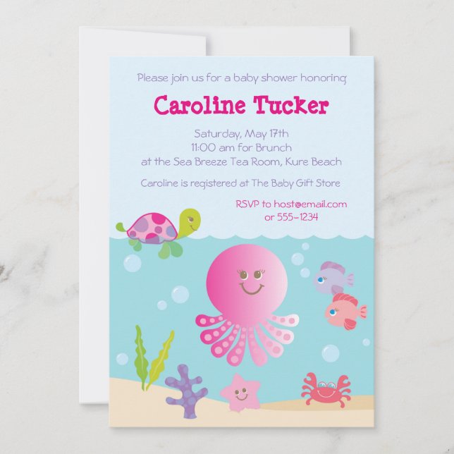 Under the Sea Baby Shower Invitations (Front)