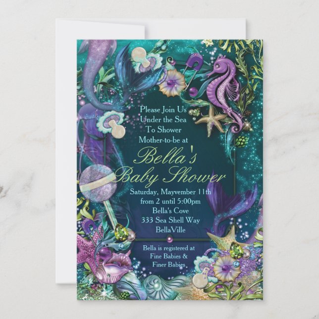 Under the Sea Baby Shower Invitations (Front)
