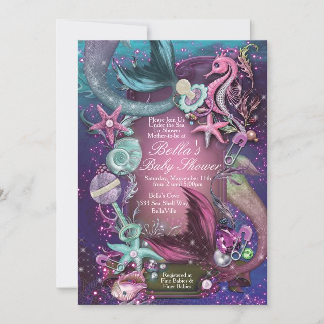 Under the Sea Baby Shower Invitations (Front)