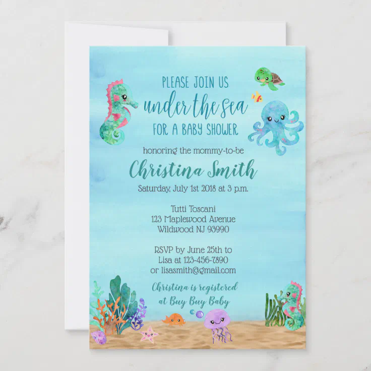Under The Sea Baby Shower Invitations Zazzle