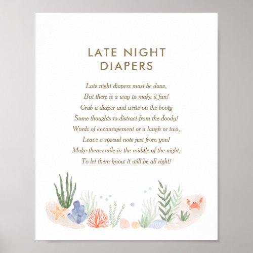 Under the Sea Baby Shower Late Night Diapers Poster