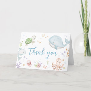 Under The Sea Baby Shower  Letterpress Thank You Card