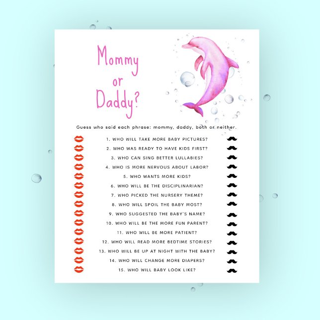 Under the sea baby shower - mommy or daddy game (Creator Uploaded)