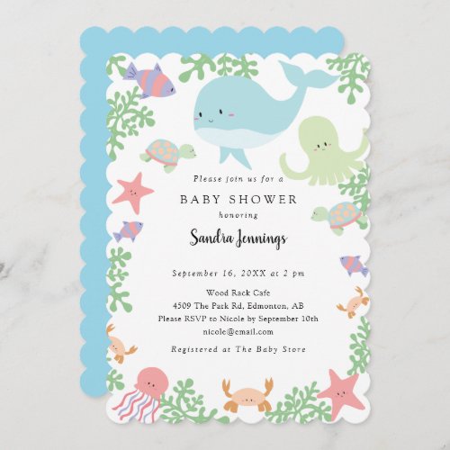 Under the Sea Baby Shower Neutral Pastel Cute Invitation