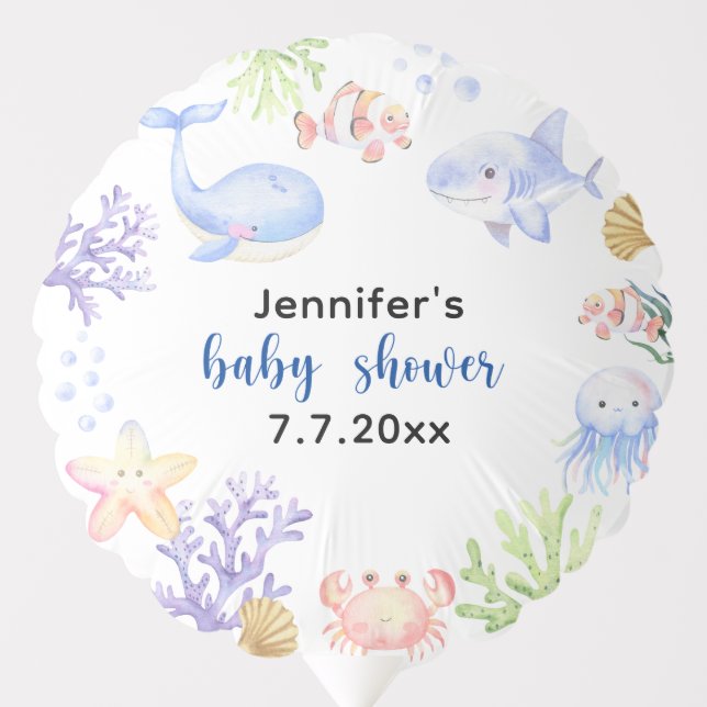 Under The Sea Baby Shower Ocean Animals Balloon (Front)