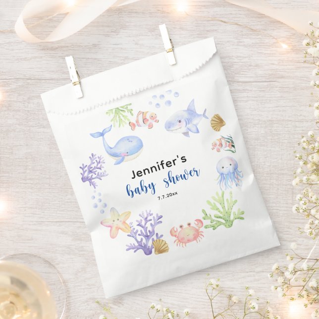 Under The Sea Baby Shower Ocean Animals Favor Bag (Clipped)