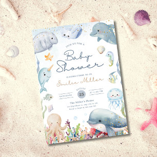 Under the Sea Baby Shower Ocean Animals Neutral Invitation