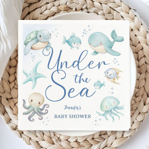 Under The Sea Baby Shower Ocean Blue Paper Napkins