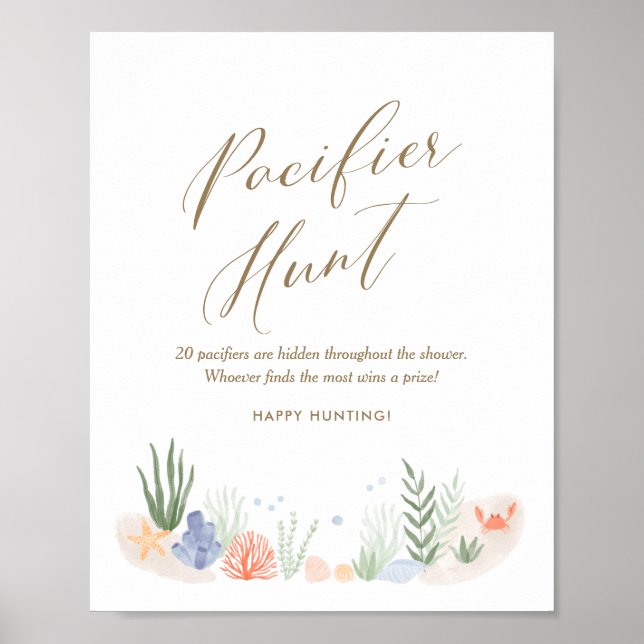 Under the Sea Baby Shower Pacifier Hunt Sign (Front)