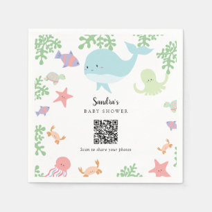 Under the Sea Baby Shower Photo Share QR Code Napkins