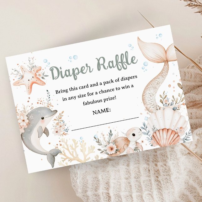 Under The Sea Baby Shower Pink Ocean Diaper Raffle Enclosure Card (Creator Uploaded)