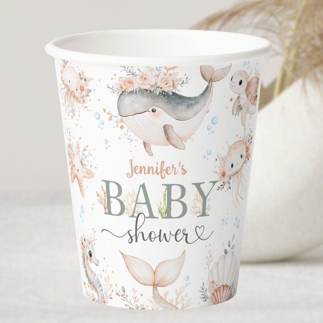 Under The Sea Baby Shower Pink Ocean Paper Cups (Creator Uploaded)