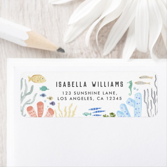 Under The Sea Baby Shower Return Address  Label (Insitu)