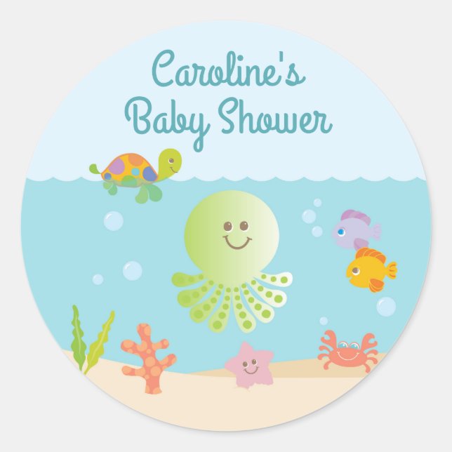 Under the Sea Baby Shower Round Sticker (Front)