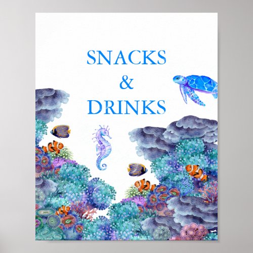 Under the Sea Baby Shower Snacks and Drinks Poster