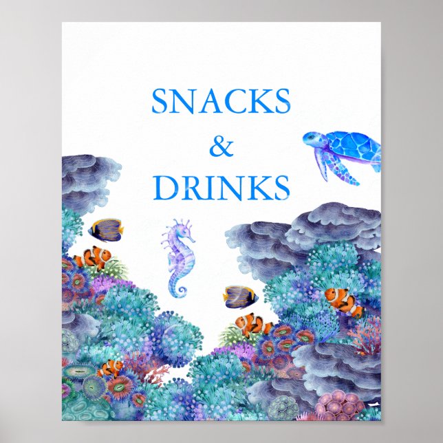 Under the Sea Baby Shower Snacks and Drinks Poster (Front)