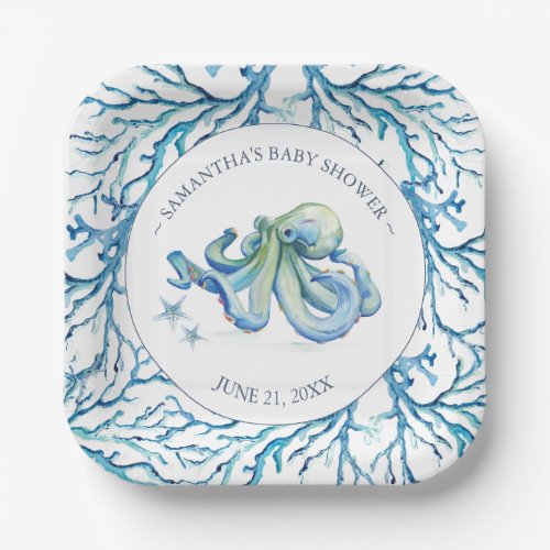  Under The Sea Baby Shower Square Paper Plates