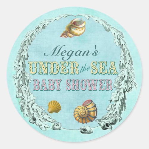 Under the Sea Baby Shower Sticker _ Custom Name