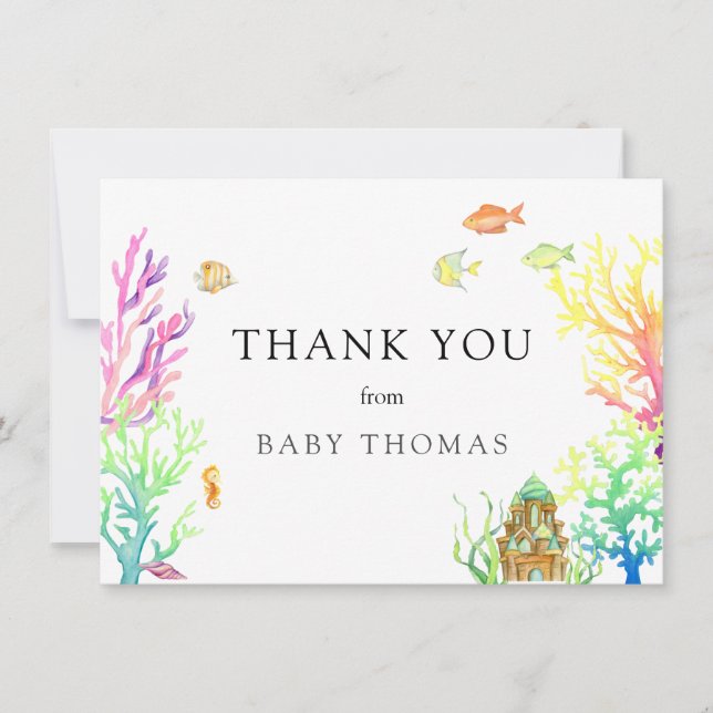 Under the Sea Baby Shower Thank You Card (Front)