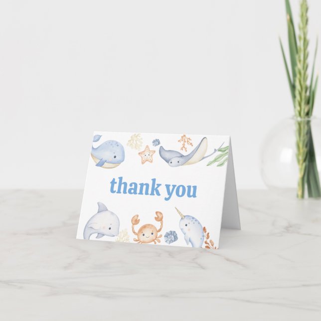 Under the Sea Baby Shower Thank You Card (Front)