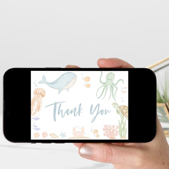 Under The Sea Baby Shower Thank You Card Folded (Front Digital)
