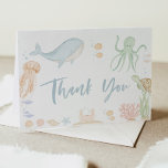 Under The Sea Baby Shower Thank You Card Folded<br><div class="desc">Under The Sea - A cute underwater ocean animal themed Baby Shower Thank You Card with watercolor sea animals - Whale,  Turtle,  Jellyfish,  Octopus,  Fish,  Crabs. Matching items available.</div>