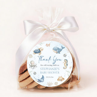 Under The Sea Baby Shower Thank You Favor Classic  Round Sticker
