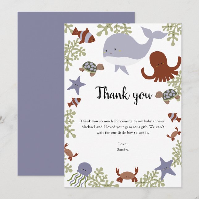 Under the Sea Baby Shower Thank you Kawaii (Front/Back)