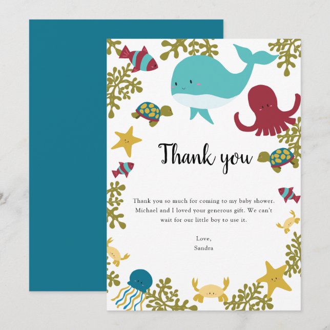 Under the Sea Baby Shower Thank you Kawaii  (Front/Back)