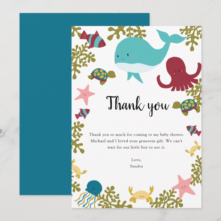 Under the Sea Baby Shower Thank you Kawaii Zazzle