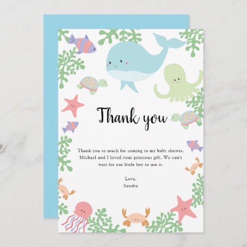 Under the Sea Baby Shower Thank you Kawaii Pastel