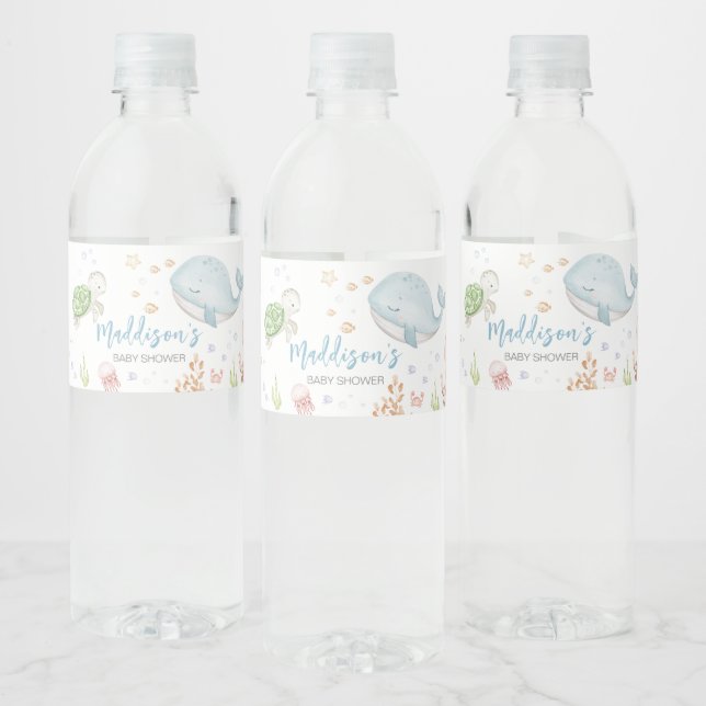 Under The Sea Baby Shower  Water Bottle Label (Bottles)