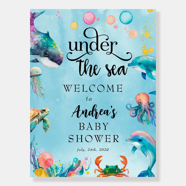 Under the Sea | Baby Shower Welcome Party Sign (Front)