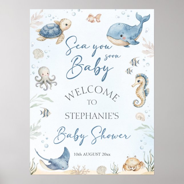 Under The Sea Baby Shower Welcome Sign (Front)