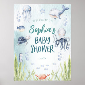 Under The Sea Baby Shower Welcome Sign Poster